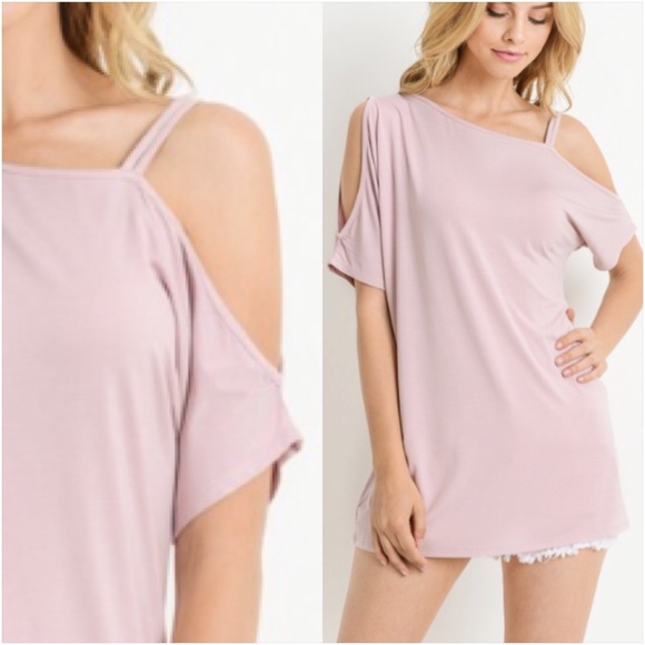 Edgy Sassy Blush Strappy Shoulder Top SM - Picture 6 of 6